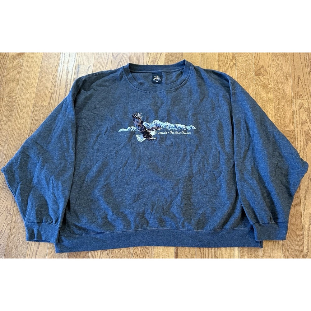 Prairie Mountain Sweatshirt Mens 5XL Alaska The Last Frontier Eagle Crewneck